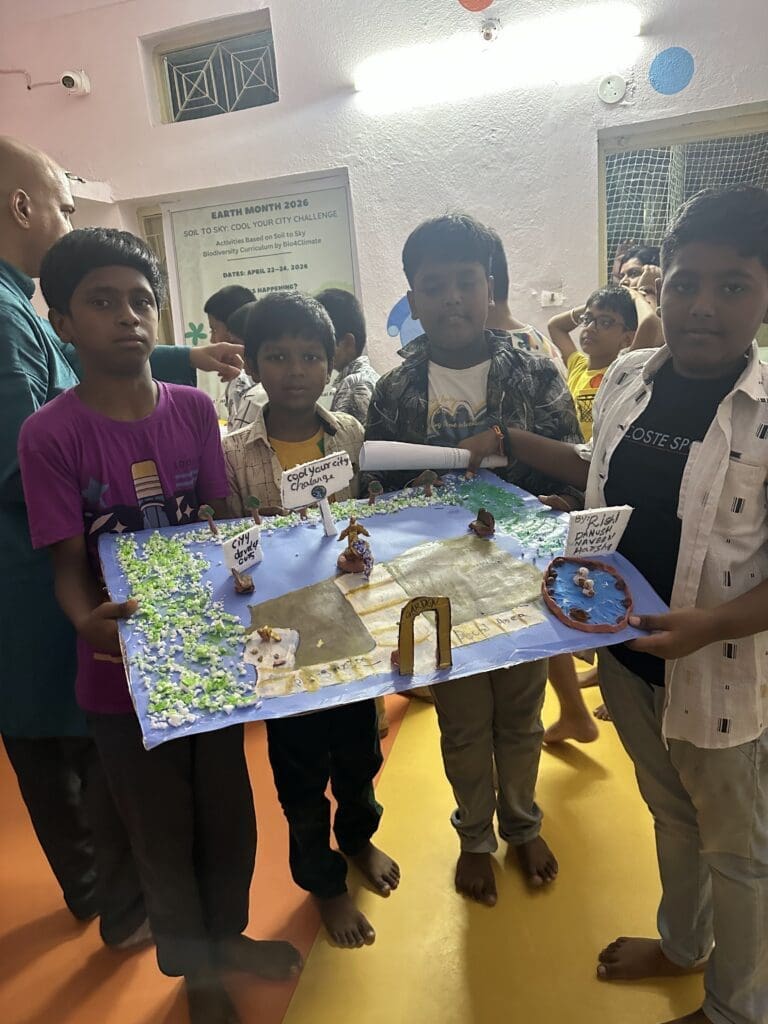 Children at the Earth Month event launching Soil to Sky in Hyderabad, India