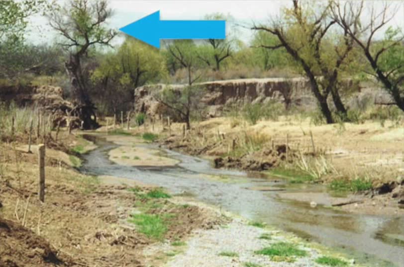 Dry, eroded creek bed before restoration